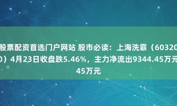 股票配资首选门户网站 股市必读：上海洗霸（603200）4月23日收盘跌5.46%，主力净流出9344.45万元